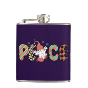 Peace Santa Gnome Holiday Christmas Gift Flask