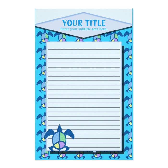 Peace Sea Turtle Lined Stationery