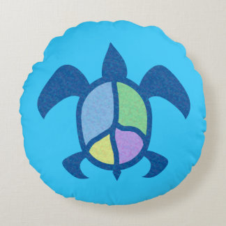 Peace Sea Turtle Round Pillow