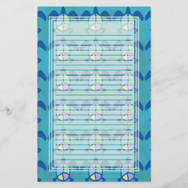 Peace Sea Turtles Lined Stationery (Front)