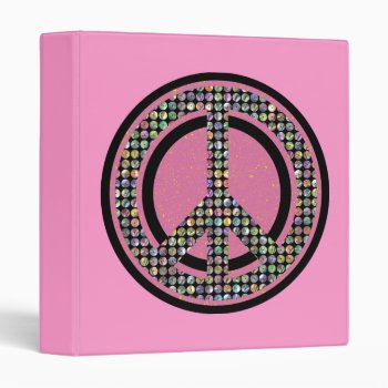 Peace Sequined Pink 1" Ring Binder by manewind at Zazzle