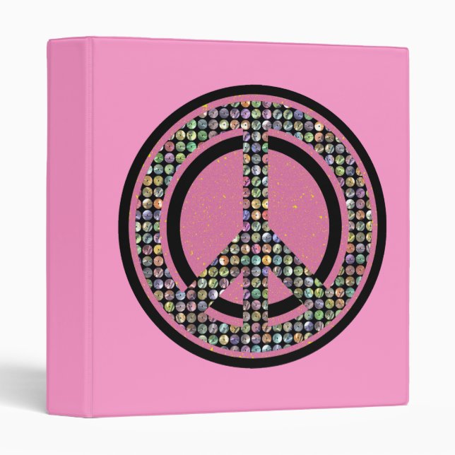 PEACE SEQUINED PINK 1" Ring Binder (Front/Spine)