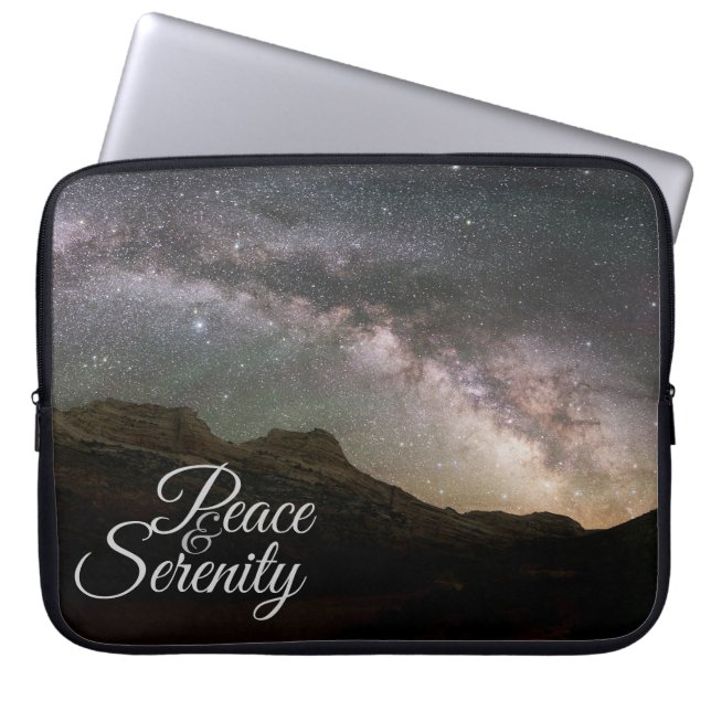 Peace & Serenity Mountain Night Sky Laptop Sleeve (Front)