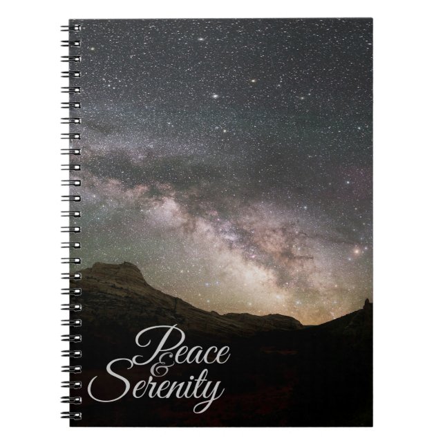 Peace & Serenity Mountain Night Sky Notebook (Front)