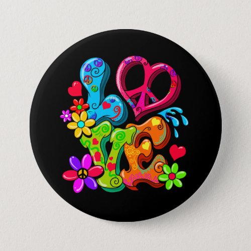 Peace Sign 60s Anti War Hippy Love Button