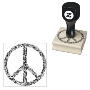 Peace Sign 60s Circle Arrow   Rubber Stamp