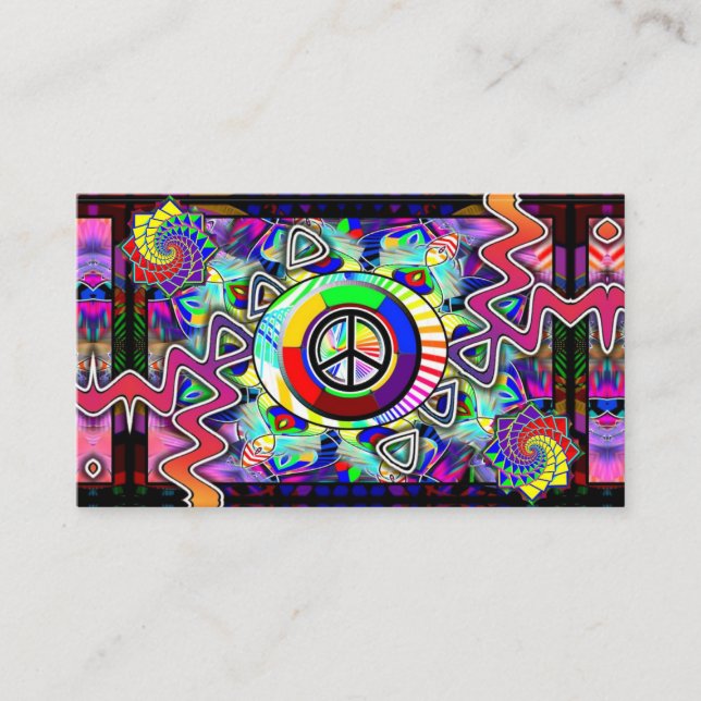Peace Sign Abstract Art Business Card (Front)