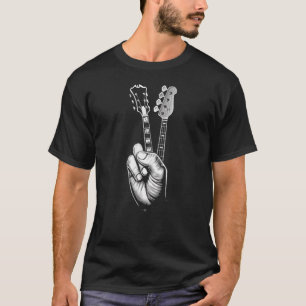 Peace Sign Acoustic Guitar Fingers Guitarist Music T-Shirt