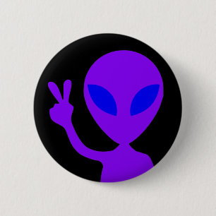 Peace Sign Alien Button