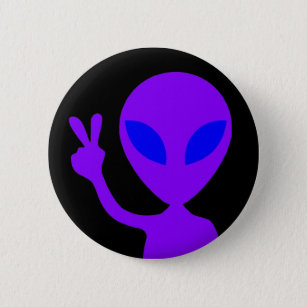 Peace Sign Alien Button