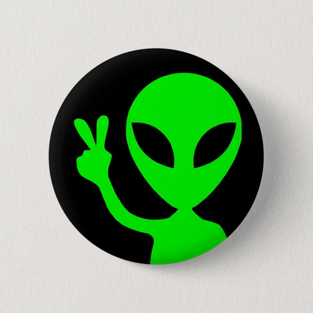 Peace Sign Alien Button (Front)