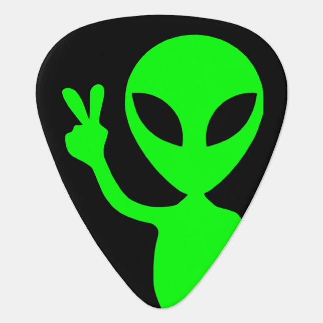 Peace Sign Alien Guitar Pick (Front)