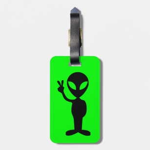 Peace Sign Alien Luggage Tag