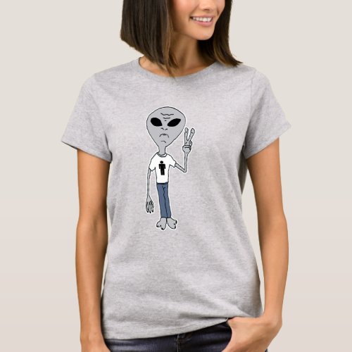 Peace Sign Alien T_Shirt