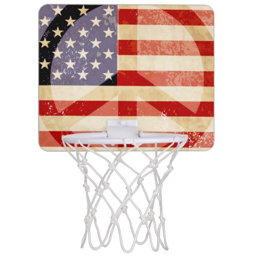 Peace Sign American Flag Mini Basketball Hoop