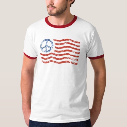 Peace Sign American Flag T_Shirt