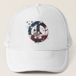 Peace Sign American Stars &amp; Stripes Flag Trucker Hat at Zazzle
