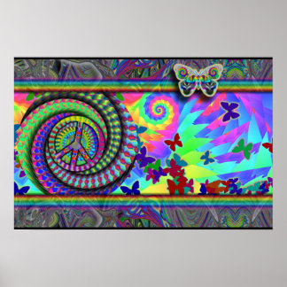 Peace Sign and Butterfly Poster