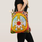 Peace Sign and Daisy Hippie Bohemian Love