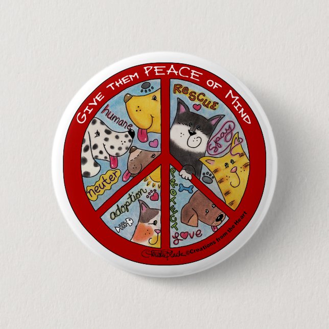 Peace Sign-Animal Protection Button (Front)