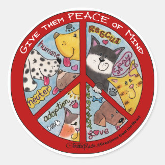 Peace Sign-Animal Protection Classic Round Sticker