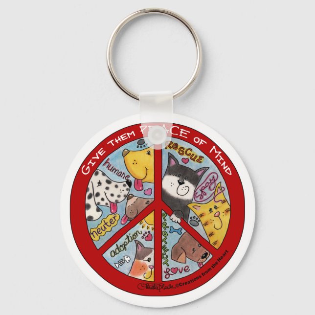Peace Sign-Animal Protection Keychain (Front)