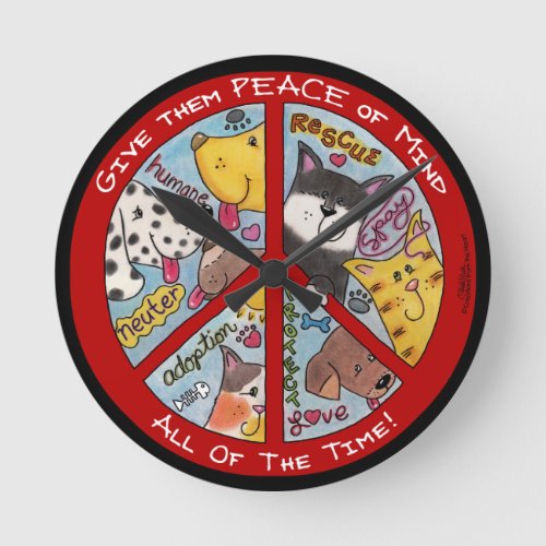 Peace Sign_Animal Protection Round Clock