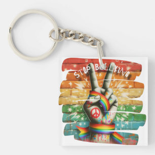 Peace Sign Anti-Bullying Keychain