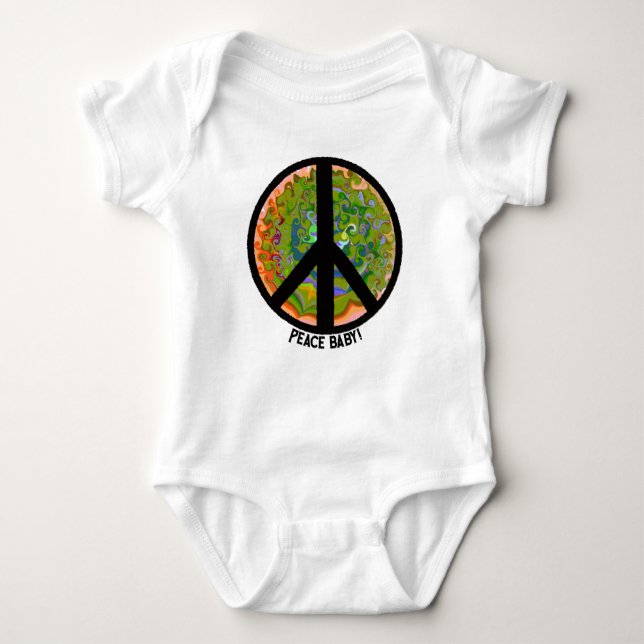 Peace sign baby infant one piece gift baby bodysuit (Front)