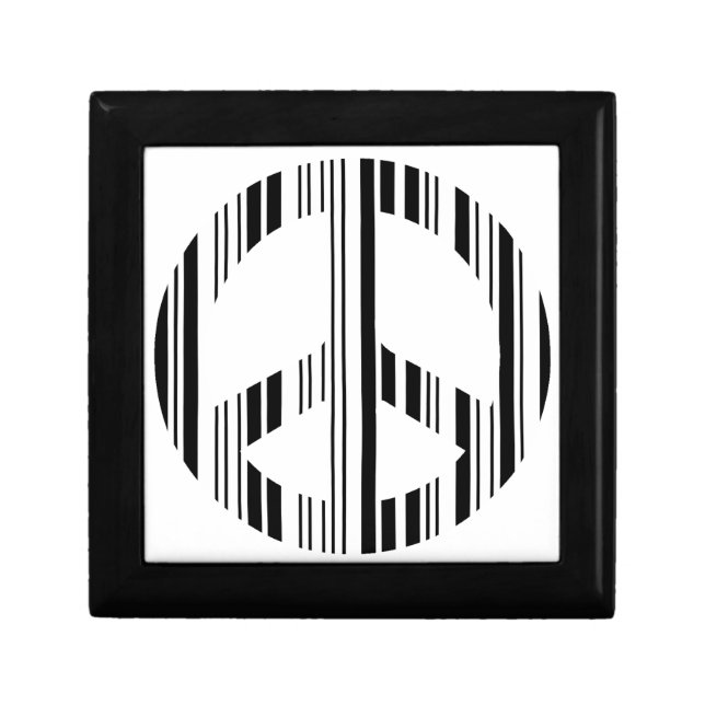 PEACE SIGN BAR CODE Hippie Barcode Pattern Design Jewelry Box (Front)