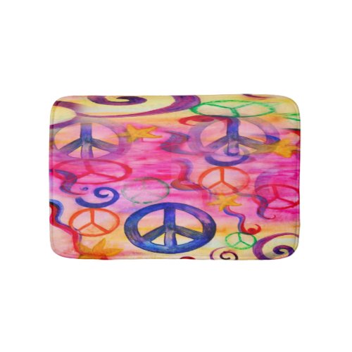 Peace sign bath or kitchen floor mat