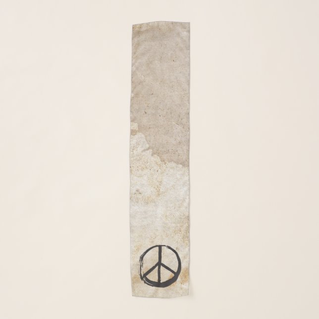 Peace Sign Beige Parchment Minimalistic Scarf (Front)