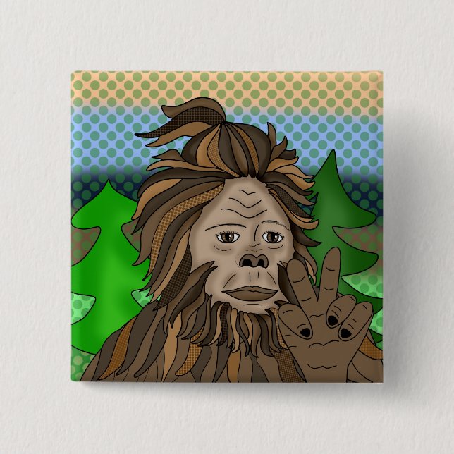 Peace Sign Bigfoot Sasquatch   Button (Front)