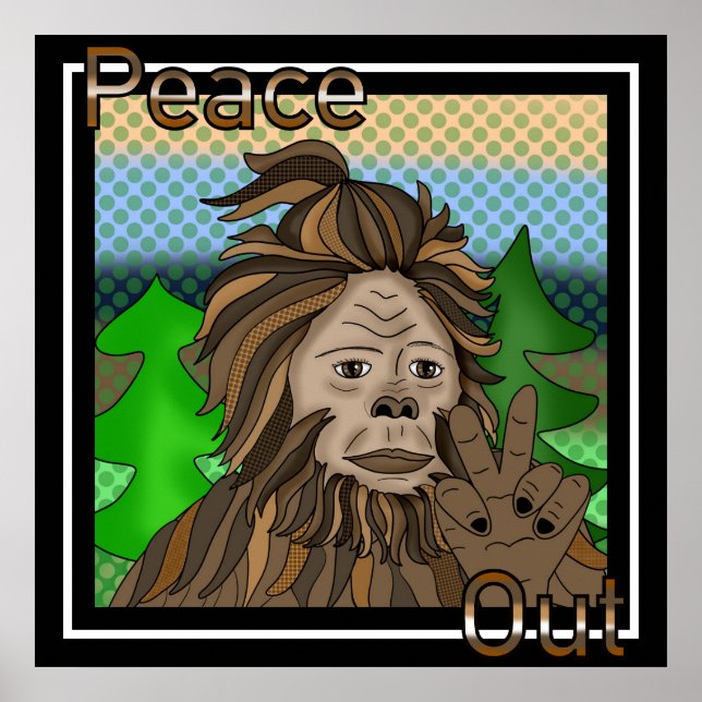 Peace Sign Bigfoot Sasquatch Peace Out  (Front)