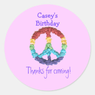 Peace sign birthday favor label