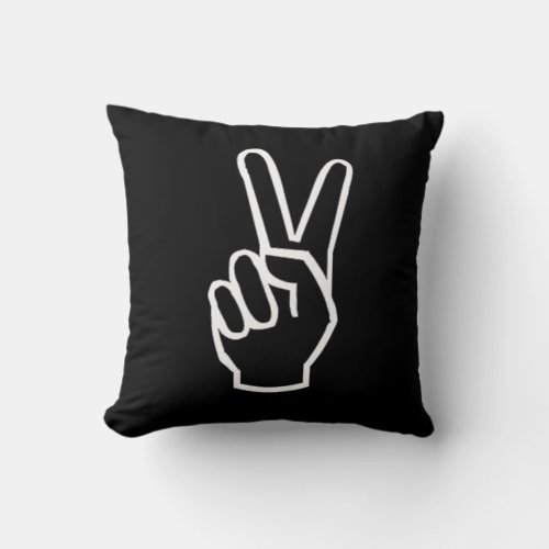Peace Sign Black and White Pillow