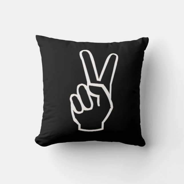 Peace Sign Black and White Pillow (Front)