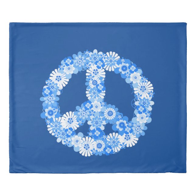 Peace Sign Blue Duvet Cover (Front)