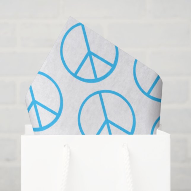 Peace Sign Blue Groovy Retro Fun Tissue Paper (Gift Bag)