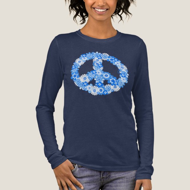 Peace Sign Blue Tri-Blend Shirt (Front)