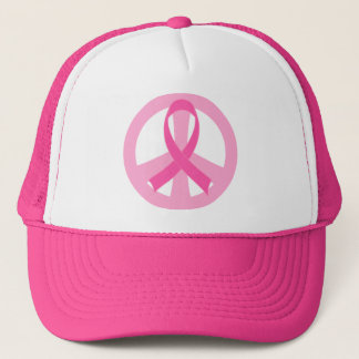 Peace Sign Breast Cancer Pink and White Gift Cap