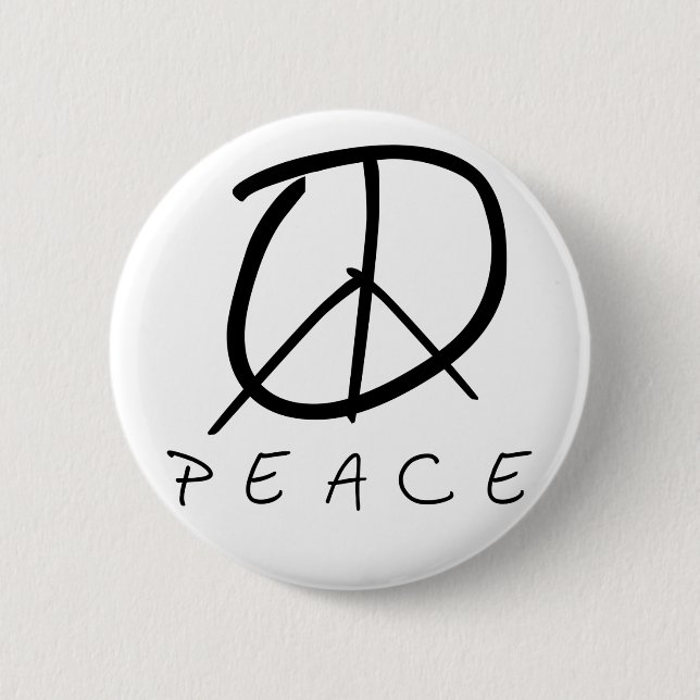 Peace Sign: Bud Hand Script Button (Front)