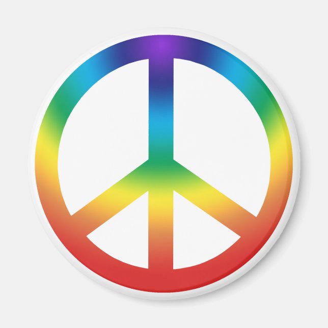 Peace Sign Button; Chakra Colors Magnet (Front)