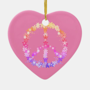 Peace sign ceramic ornament