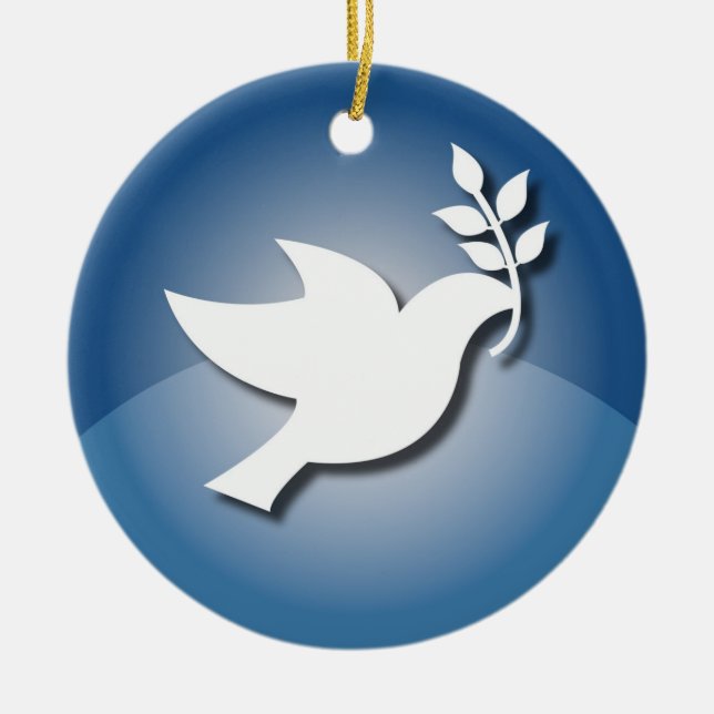 Peace Sign Ceramic Ornament (Front)