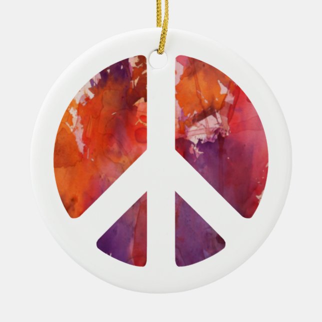 Peace Sign Ceramic Ornament (Front)