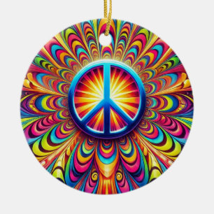 Peace Sign Ceramic Ornament