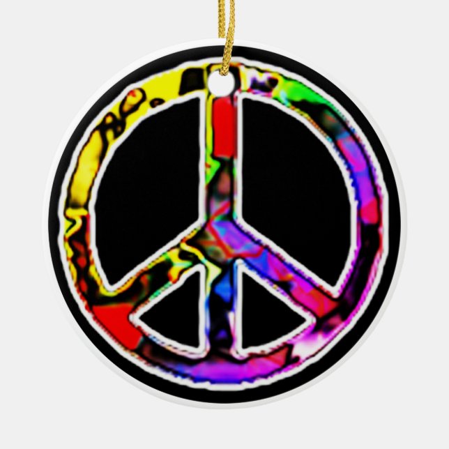 Peace Sign Ceramic Ornament (Front)