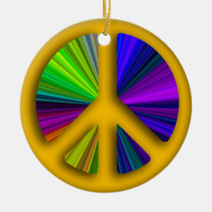 Peace Sign Christmas Ceramic Ornament
