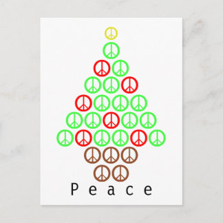 Peace Sign Christmas Tree Holiday Postcard